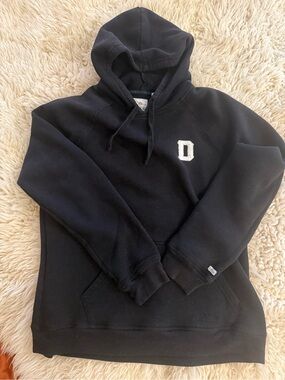 Devium Black Pullover Hoodie with White Logo Tag